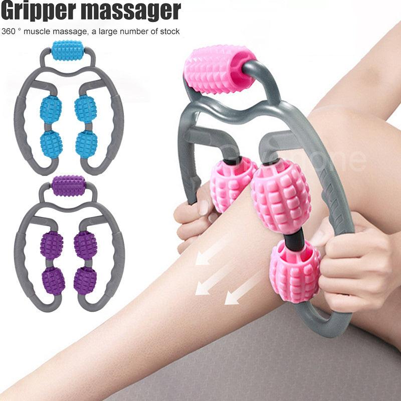 U Shape Trigger Point Massage Roller Full Body Massage Tool Arm Leg Neck Muscle Massager 4 Wheels Fitness Device For Sports.