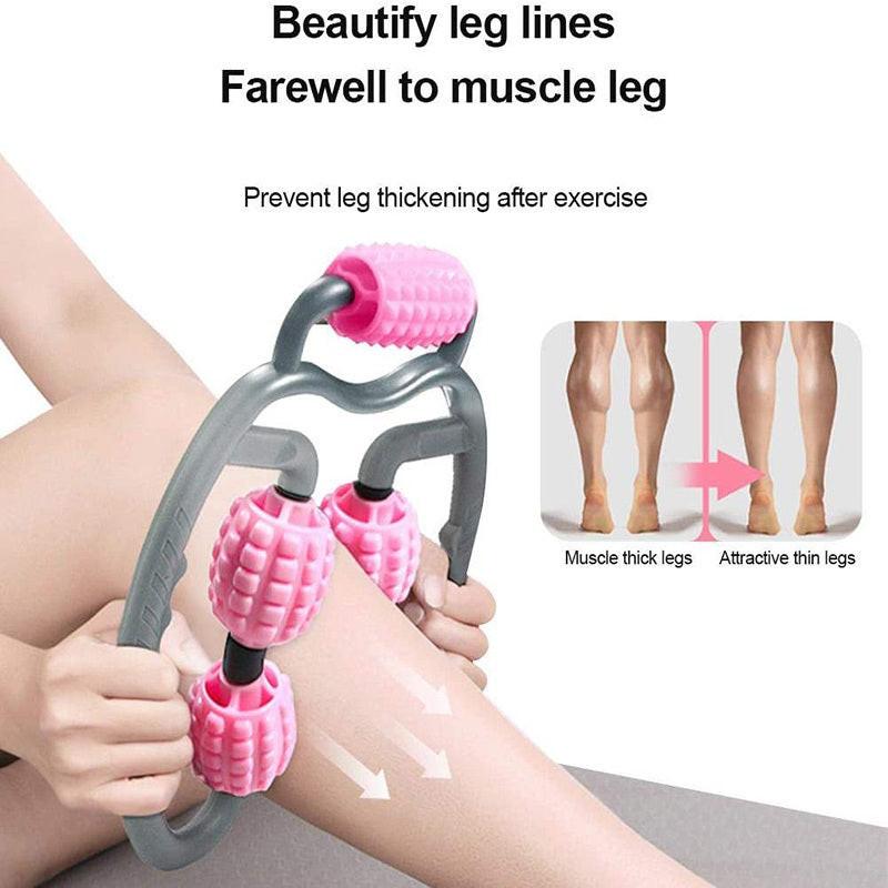 U Shape Trigger Point Massage Roller Full Body Massage Tool Arm Leg Neck Muscle Massager 4 Wheels Fitness Device For Sports.