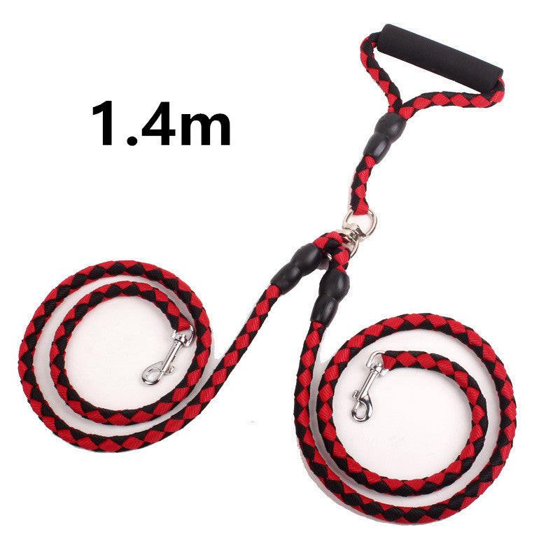 Double-Ended Traction Rope For Walking The Dog Hand-Double-Ended Traction Rope One Plus Two Leash Collar Pet Supplies Dog Collar.