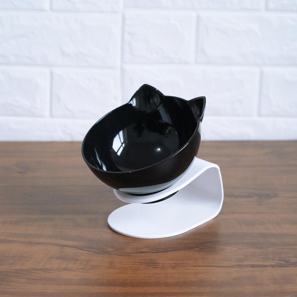 New Inclined Food Cat Ear Oblique Mouth Transparent Single Pet Bowl.