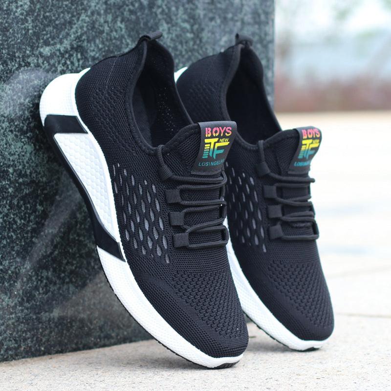 New Sports Shoes Men's Breathable Casual Mesh Shoes Comfort Increase Lace-up Non-slip Low-top Running Shoes.