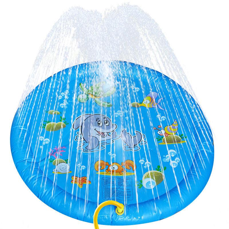 Non-Slip Splash Pad For Kids And Pet Dog Pool Summer Outdoor Water Toys Fun Backyard Fountain Play Mat.