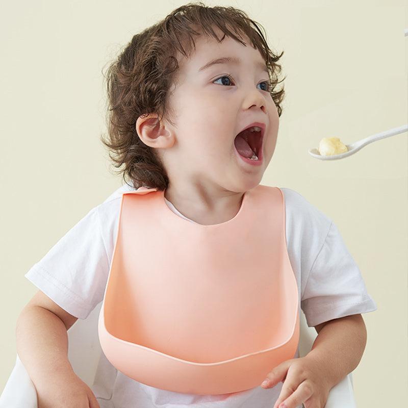 Soft Waterproof Silicone Baby Bib with Food Catcher, Baby Silicone Bib.