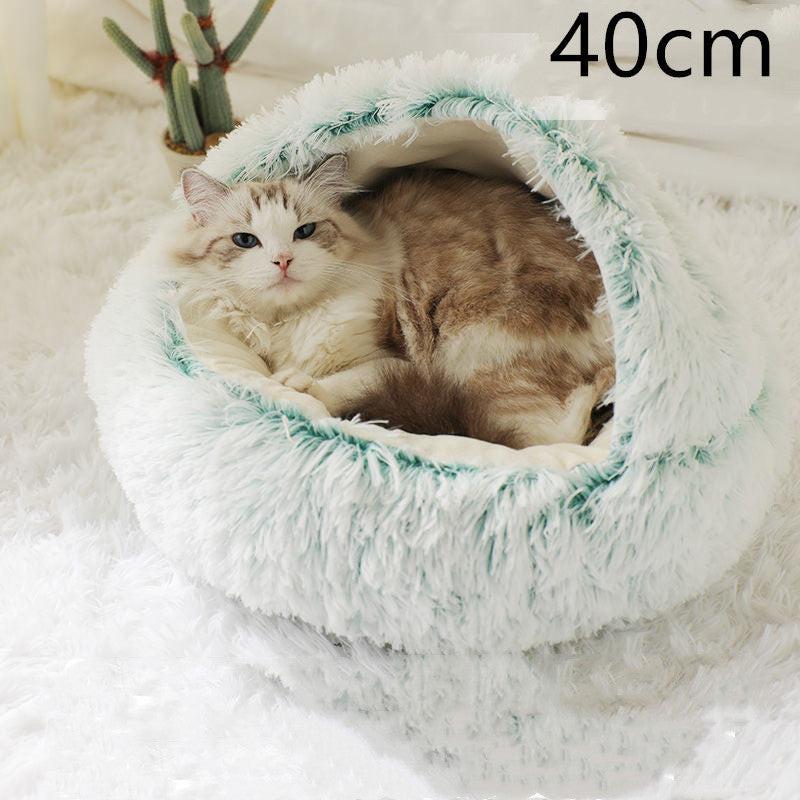 2 In 1 Dog And Cat Bed Pet Winter Bed Round Plush Warm Bed House Soft Long Plush Pets Bed Pet Products.