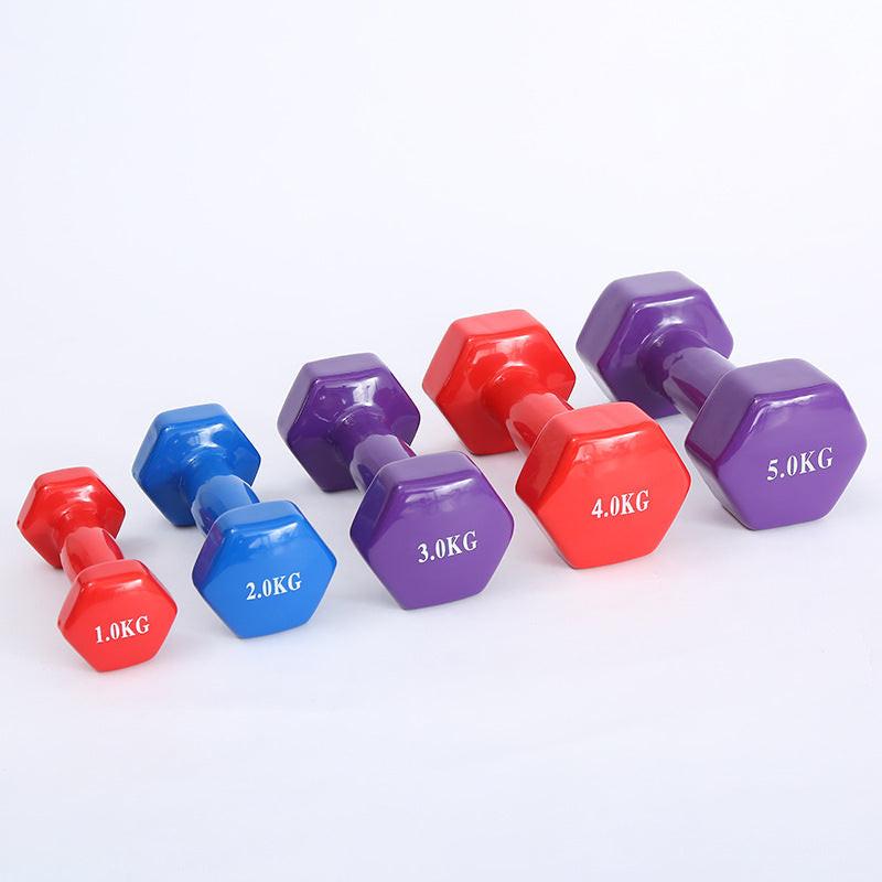 Color fitness dumbbells.