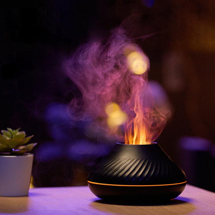 Newest RGB Flame Aroma Diffuser 130Ml 3d Colorful Flame Humidifier Fire Volcano Diffuser Flame.