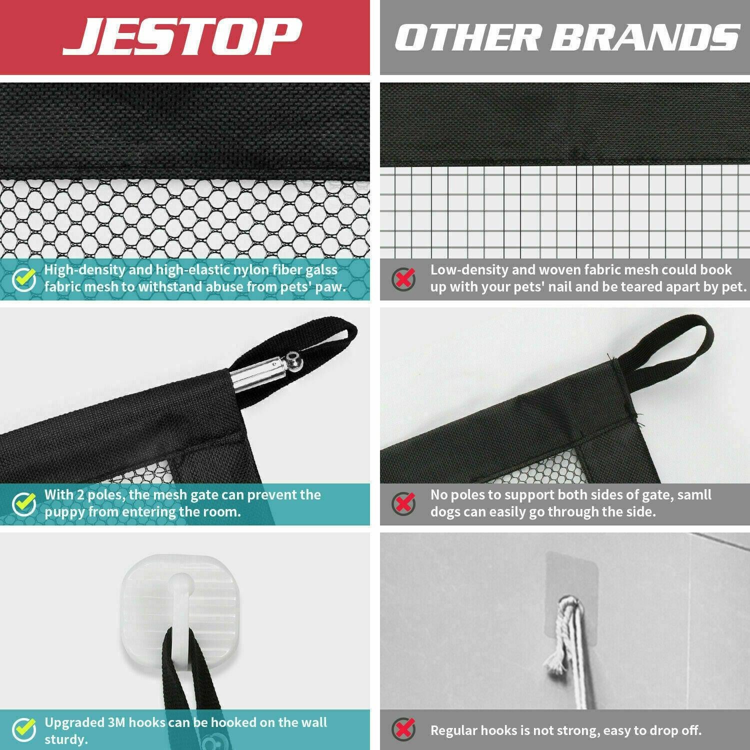 Pets Dog Cat Baby Safety Gate Mesh Fence Magic Portable Guard Net Stairs Doors.