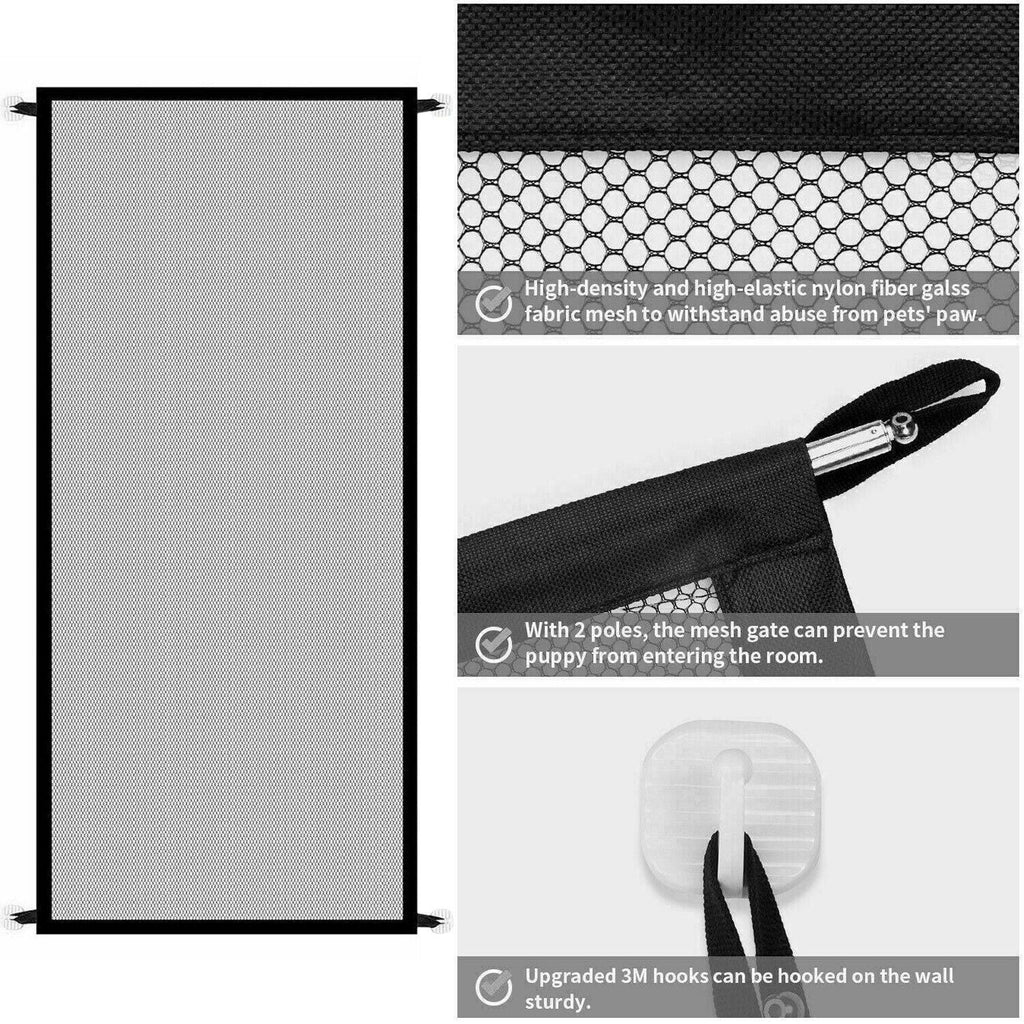Pets Dog Cat Baby Safety Gate Mesh Fence Magic Portable Guard Net Stairs Doors.