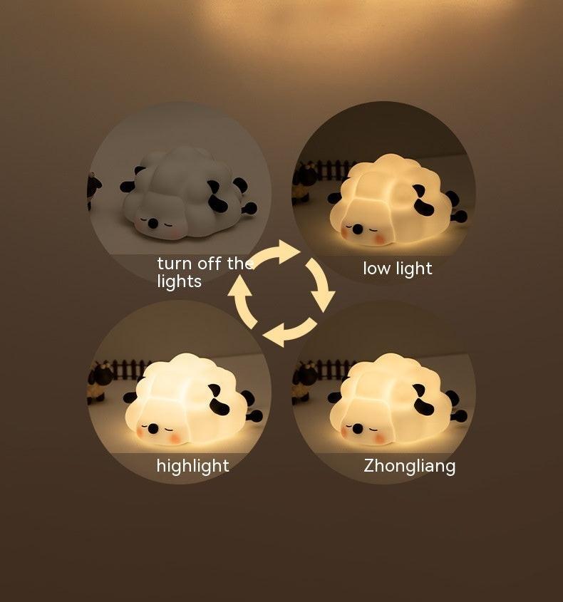 Cute Silicone Night Lights Sheep Cartoon Bedroom Lamp For Children's Room Decor Rechargeable Timing Dimming Sleep Night Light.