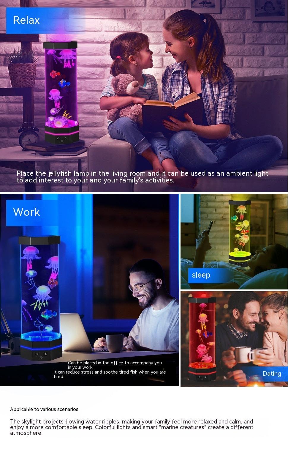 Jellyfish Lava Lamp 17 Colors Changing 15inch Jellyfish Lamp With Remote Control USB Plug-in Bubble Fish Lamp Kids Night Light Creative Projector Lamp Home Decor.