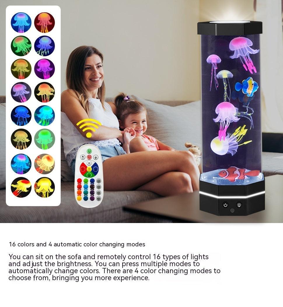Jellyfish Lava Lamp 17 Colors Changing 15inch Jellyfish Lamp With Remote Control USB Plug-in Bubble Fish Lamp Kids Night Light Creative Projector Lamp Home Decor.