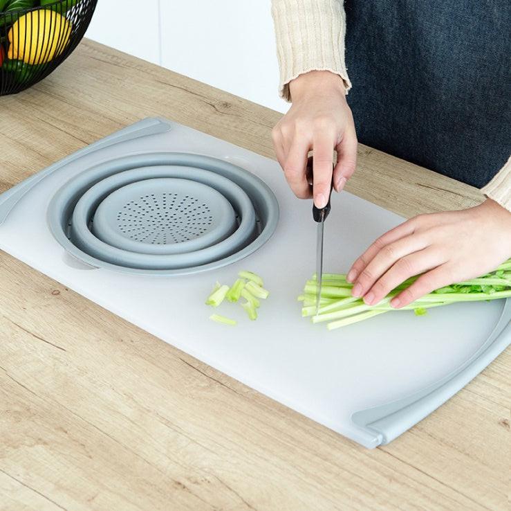 Innovative Multi-Functional 3 in 1 Chopping Board Detachable Folding Drain Basket Sink Cutting Board.