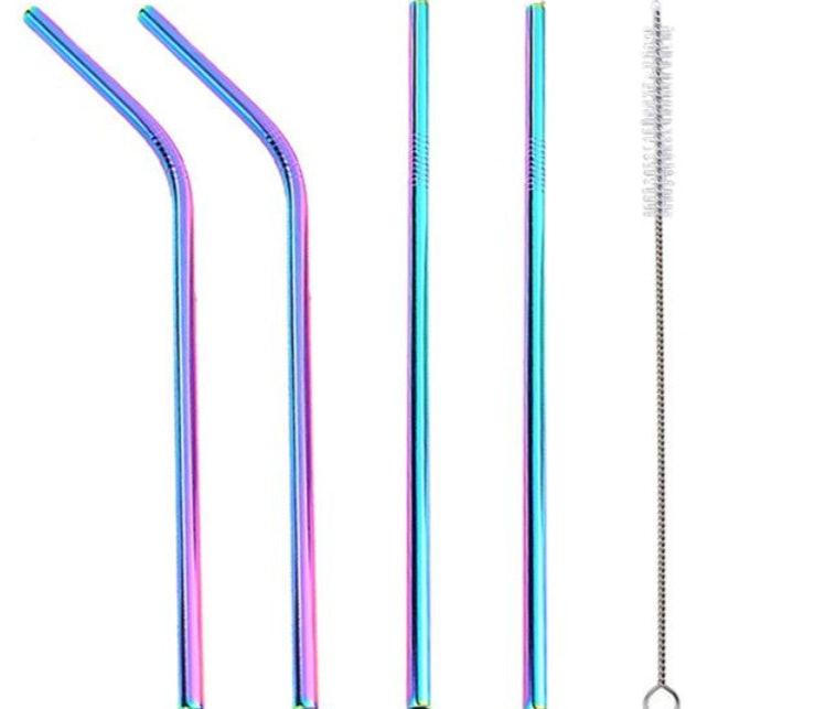 Colourful Reusable Stainless Steel Straws.