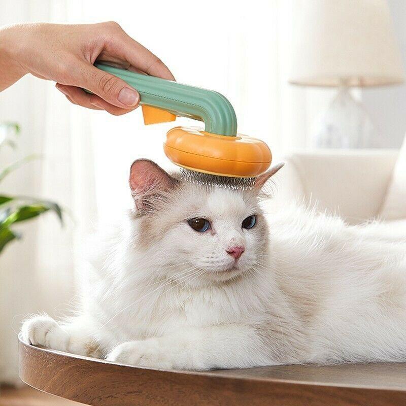Pet Pumpkin Brush, Pet Grooming Self Cleaning Slicker Brush For Dogs Cats Puppy Rabbit, Cat Brush Grooming Gently Removes Loose Undercoat, Mats Tangled Hair Slicker Brush.
