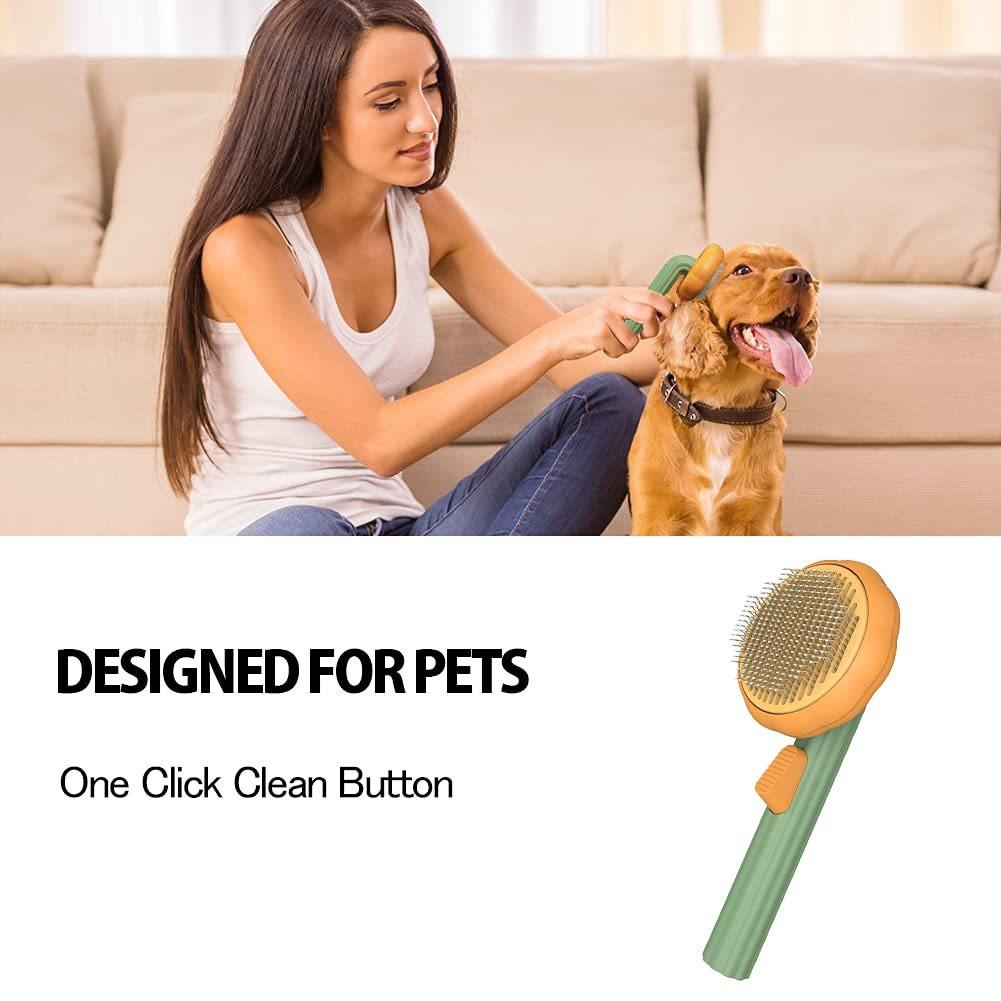 Pet Pumpkin Brush, Pet Grooming Self Cleaning Slicker Brush For Dogs Cats Puppy Rabbit, Cat Brush Grooming Gently Removes Loose Undercoat, Mats Tangled Hair Slicker Brush.