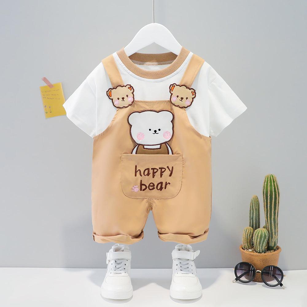 Children's Clothing Men And Women Baby Summer Cartoon Short-sleeved Overalls.