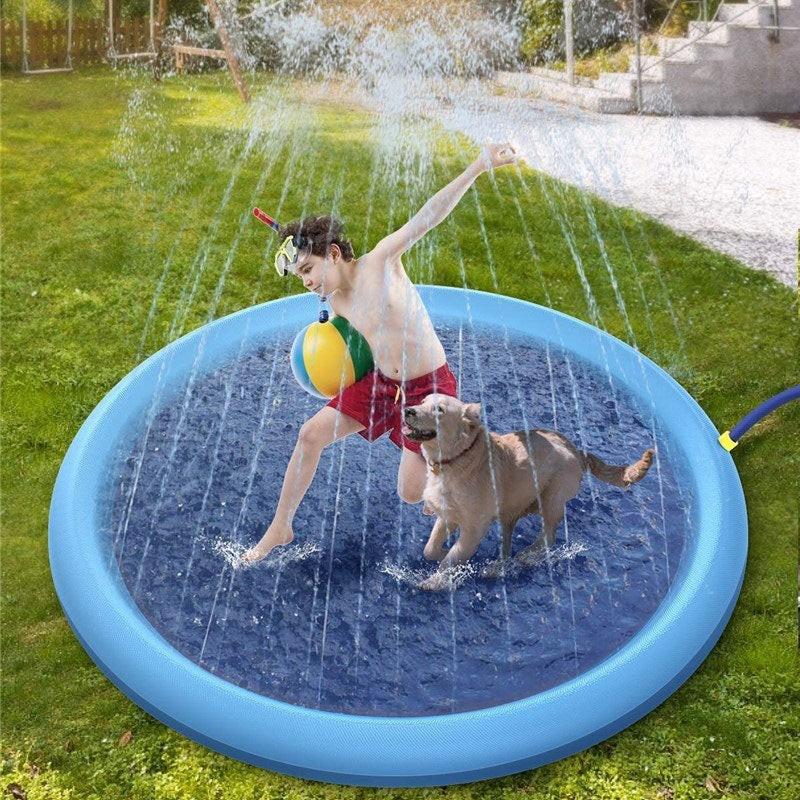 Non-Slip Splash Pad For Kids And Pet Dog Pool Summer Outdoor Water Toys Fun Backyard Fountain Play Mat.