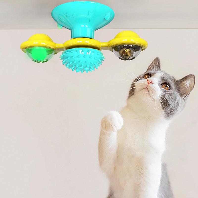 Cat Rotating Windmill Multi-Function Toys Itch Scratching Device Teeth Shining Toy.