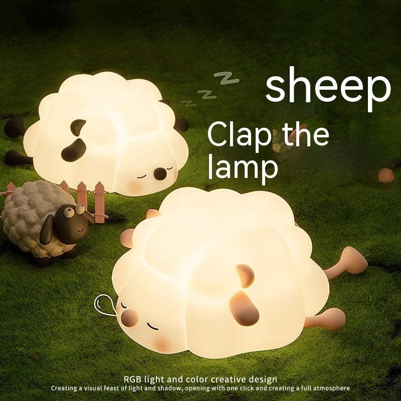 Cute Silicone Night Lights Sheep Cartoon Bedroom Lamp For Children's Room Decor Rechargeable Timing Dimming Sleep Night Light.