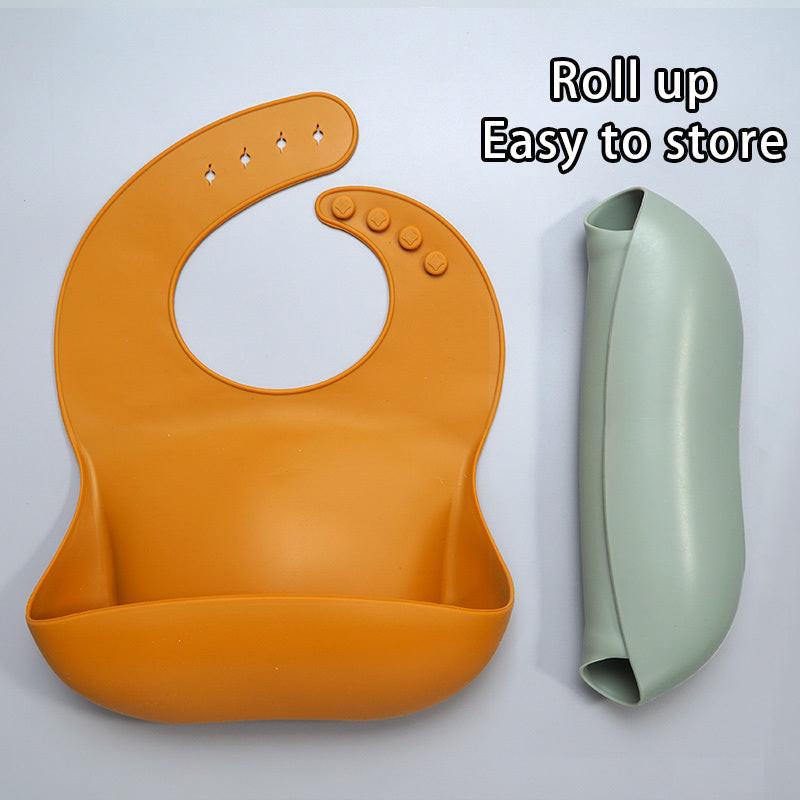 Soft Waterproof Silicone Baby Bib with Food Catcher, Baby Silicone Bib.