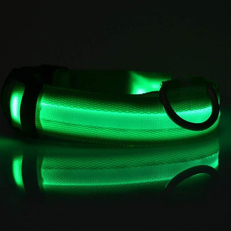Nylon LED Pet Dog Luminous Collar Night Safety Flashing Glow in Dark Dog Cat Leash Adjustable Pet Supplies.
