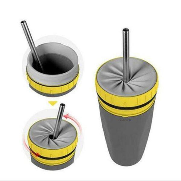 No Cover Twist Cup Travel Portable Cup Double Insulation Tumbler Straw Sippy Water Bottles Portable For Children Adults.