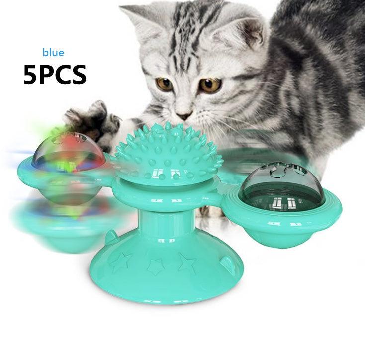 Cat Rotating Windmill Multi-Function Toys Itch Scratching Device Teeth Shining Toy.