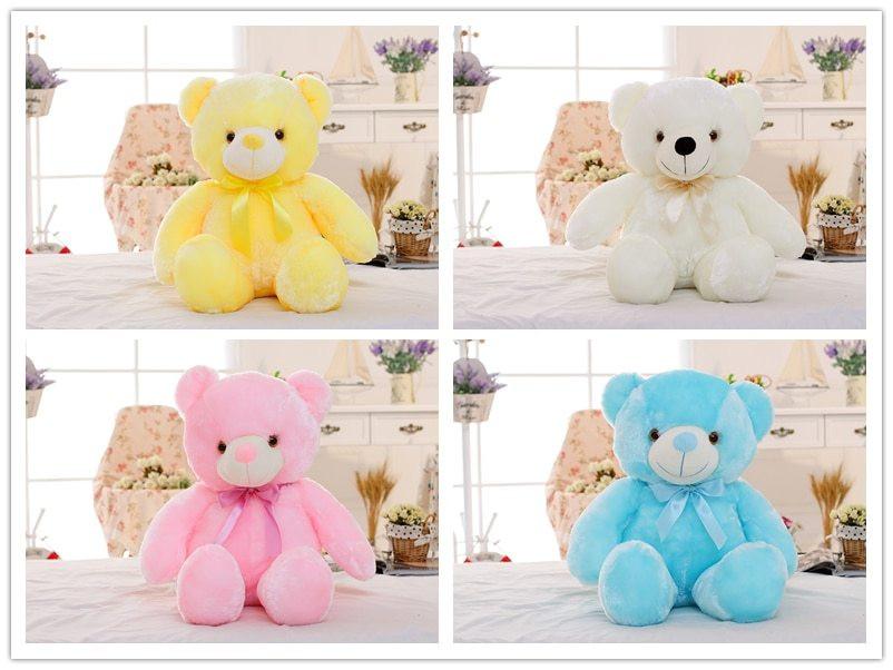 Creative Light Up LED Teddy Bear Stuffed Animals Plush Toy Colorful Glowing Christmas Gift For Kids Pillow.