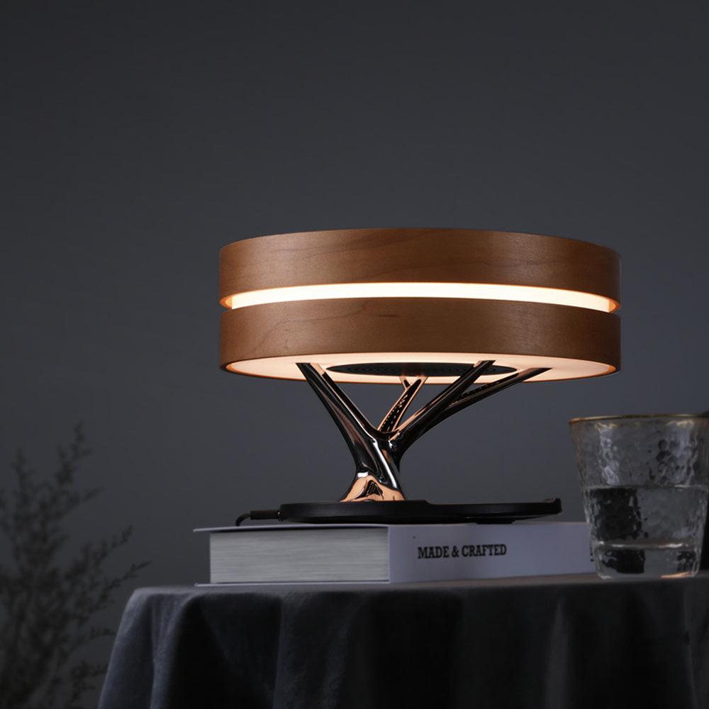Round Intelligent Music Bluetooth Speaker Bed Lamp WiFi Circle Tree Of Led Light Wireless Charging For Living Room.