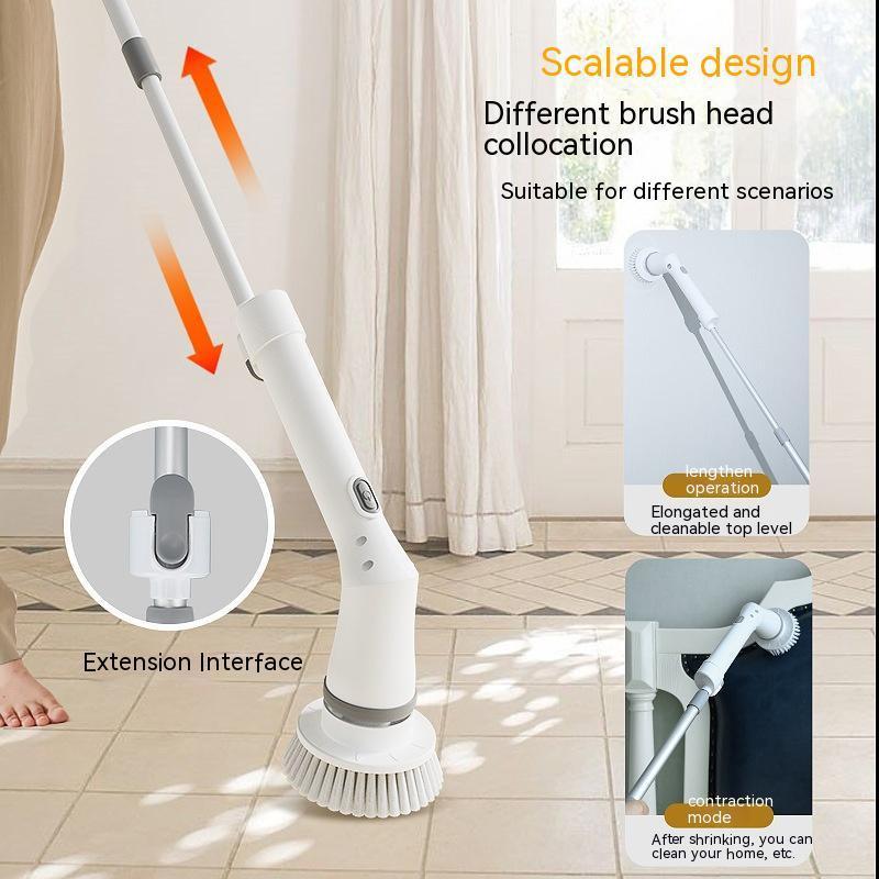 Electric Scrubber Cleaning Wall Long Handle Elbow Telescopic Multifunction Cleaning Brush.
