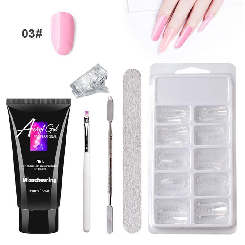 Painless Extension Gel Nail Art Without Paper Holder Quick Model Painless Crystal Gel Set.