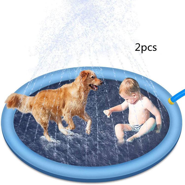 Non-Slip Splash Pad For Kids And Pet Dog Pool Summer Outdoor Water Toys Fun Backyard Fountain Play Mat.