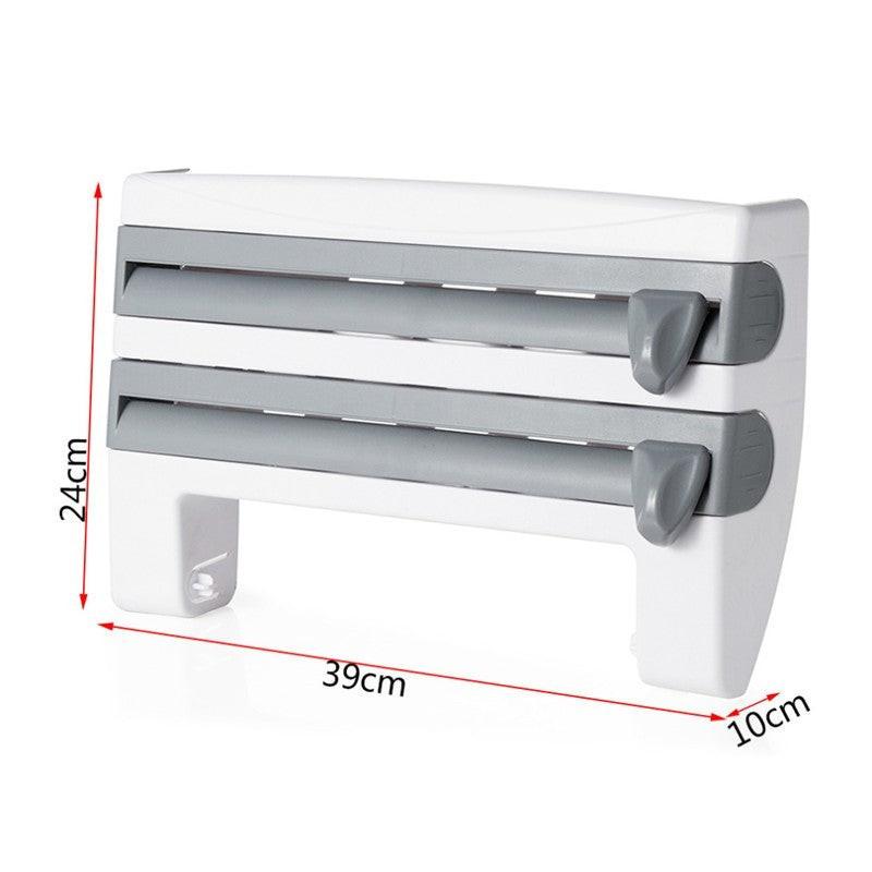 4-In-1 Kitchen Roll Holder Dispenser Kitchen Foil Film Wrap Tissue Paper 4 IN 1 Kitchen Roll Holder Dispenser.