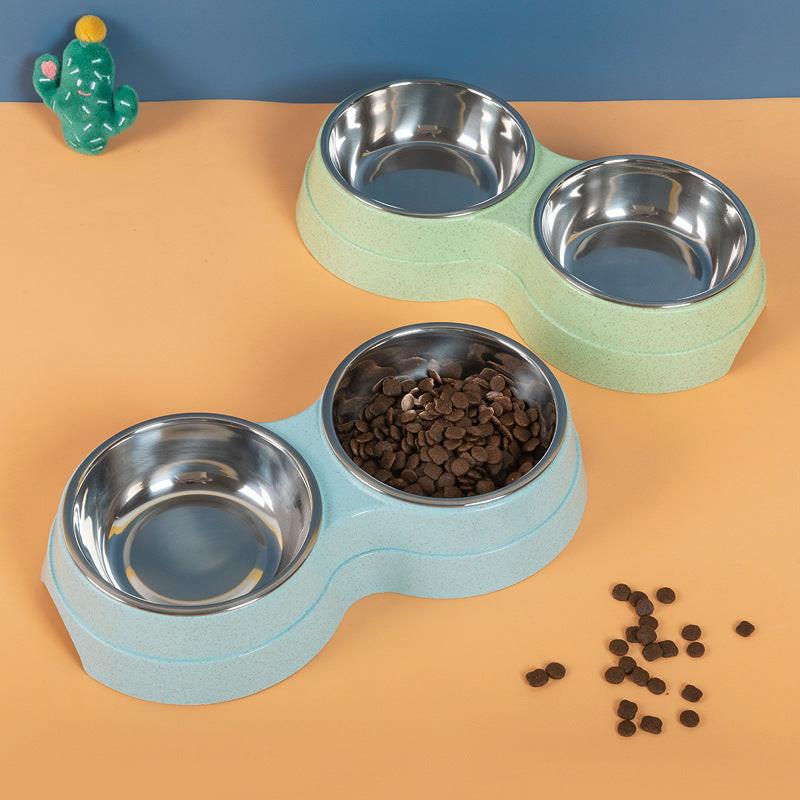 Double Pet Bowls Dog Food Water Feeder Stainless Steel Pet Drinking Dish Feeder Cat Puppy Feeding Supplies Small Dog Accessories.
