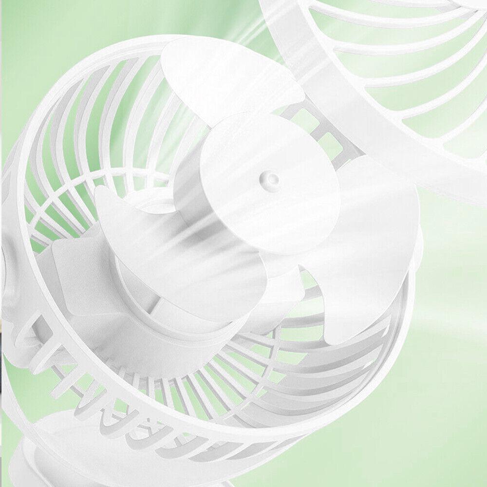 3 Speeds Mini Cooling Fan USB Rechargeable Clip On Desk Baby Stroller Portable.