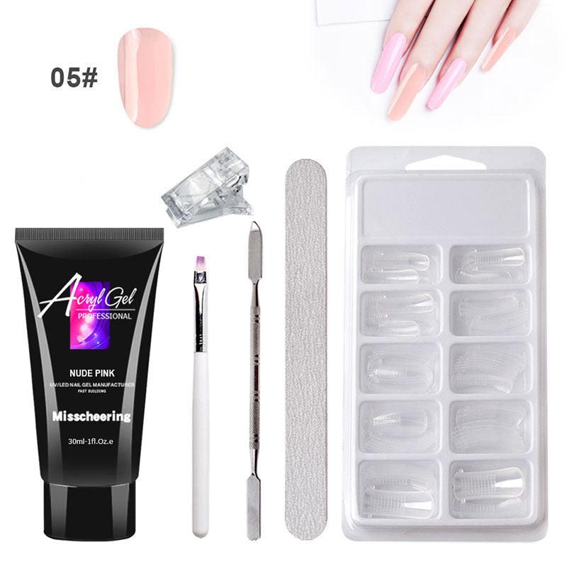 Painless Extension Gel Nail Art Without Paper Holder Quick Model Painless Crystal Gel Set.