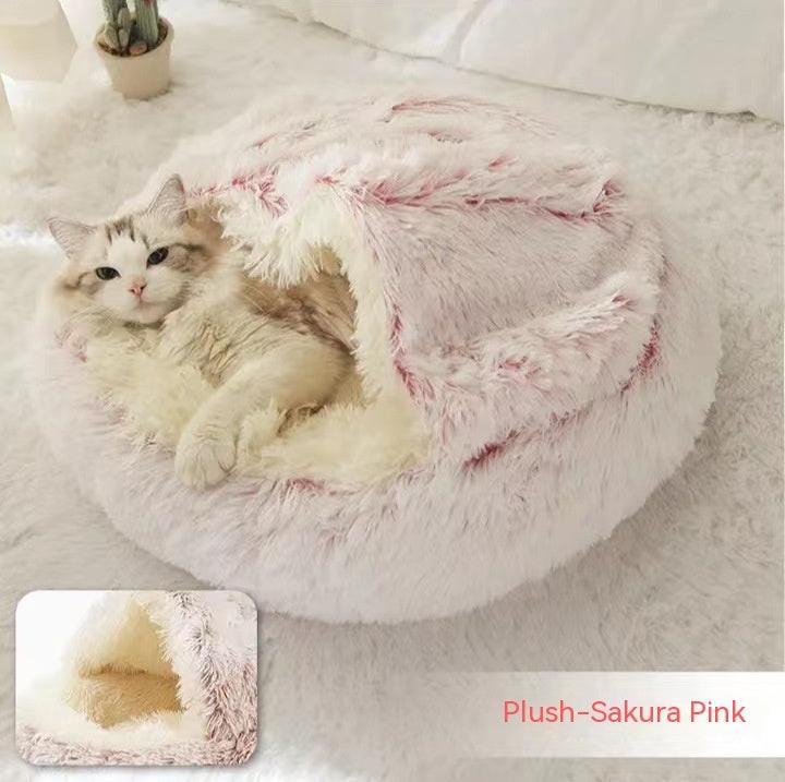 2 In 1 Dog And Cat Bed Pet Winter Bed Round Plush Warm Bed House Soft Long Plush Pets Bed Pet Products.