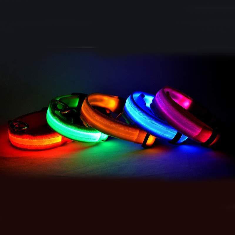 Nylon LED Pet Dog Luminous Collar Night Safety Flashing Glow in Dark Dog Cat Leash Adjustable Pet Supplies.
