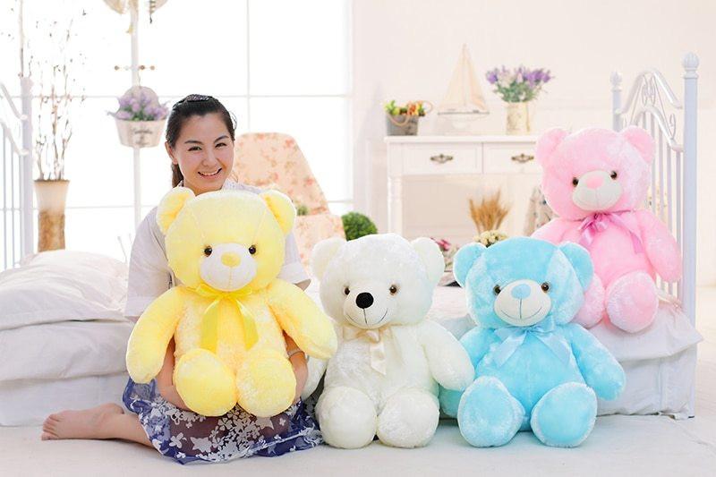 Creative Light Up LED Teddy Bear Stuffed Animals Plush Toy Colorful Glowing Christmas Gift For Kids Pillow.