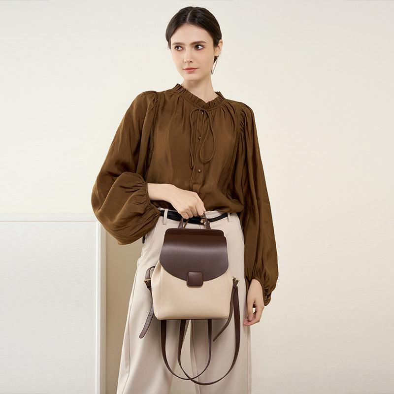 New Women's Small Backpack Leather Travel Travel Light Large Capacity.