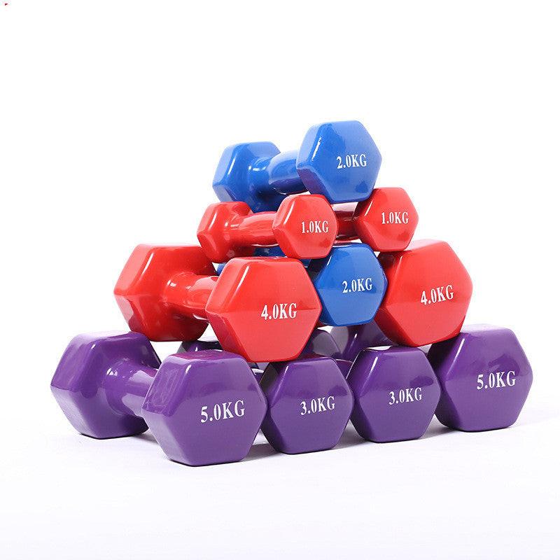 Color fitness dumbbells.