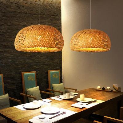 Bamboo Woven Simple Japanese Creative Pastoral Chandelier.