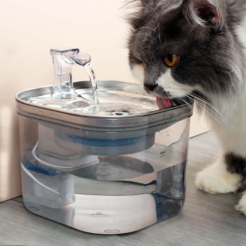 Pet Cat Dog Stainless Steel Automatic Circulation Water Dispenser Intelligent Fountain Pets Accessories.