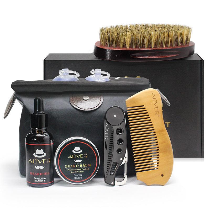 Man Hair Beard Shaving Set Bathroom Tool Brush Comb Shaving Scissors Clean Styling Set.