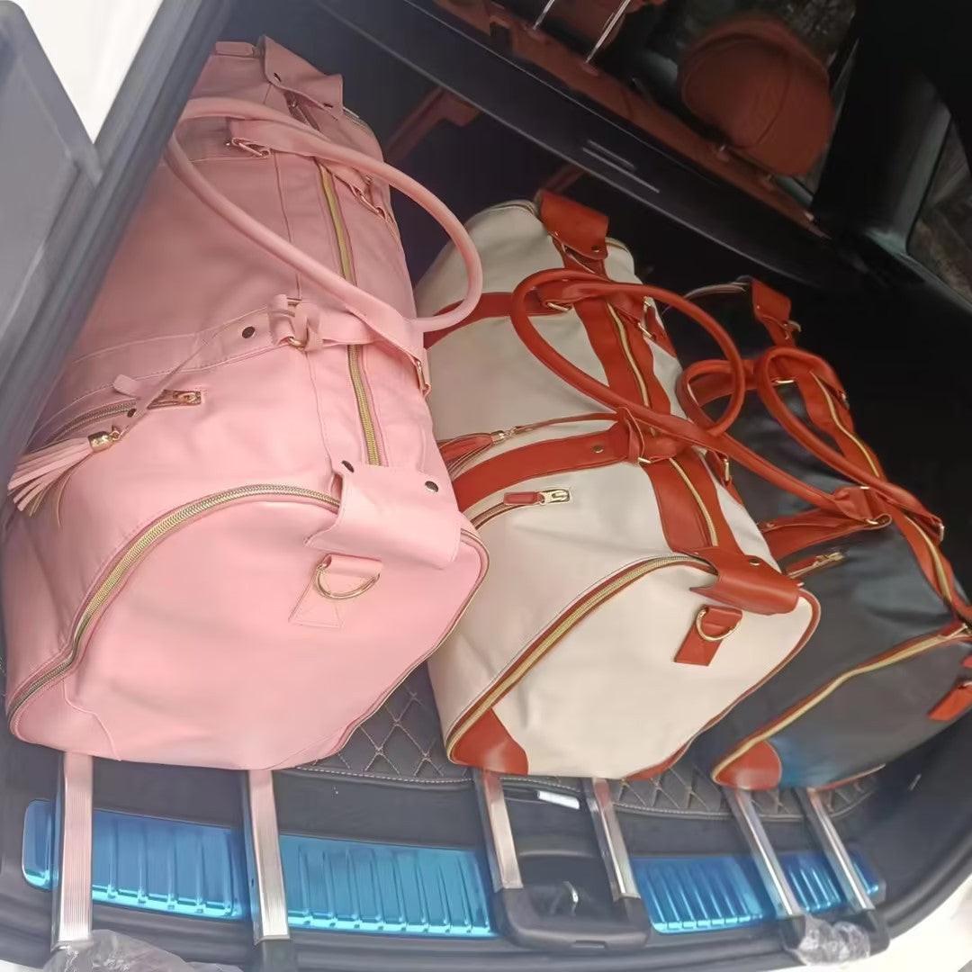 Large Capacity Trolley Travel Bag, Portable Folding Fitness Bag.