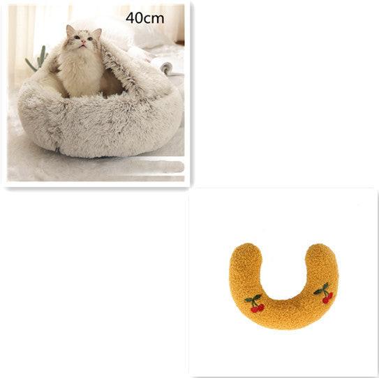 2 In 1 Dog And Cat Bed Pet Winter Bed Round Plush Warm Bed House Soft Long Plush Pets Bed Pet Products.