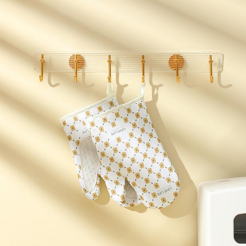 Anti-Scalding Microwave Cotton Non-Slip Insulation Gloves Oven Mitts  Kitchen Heat Resistant Thickened Cotton Heat Insulation Microwave Oven Oven Anti Scalding Household Gloves Baking Tools.