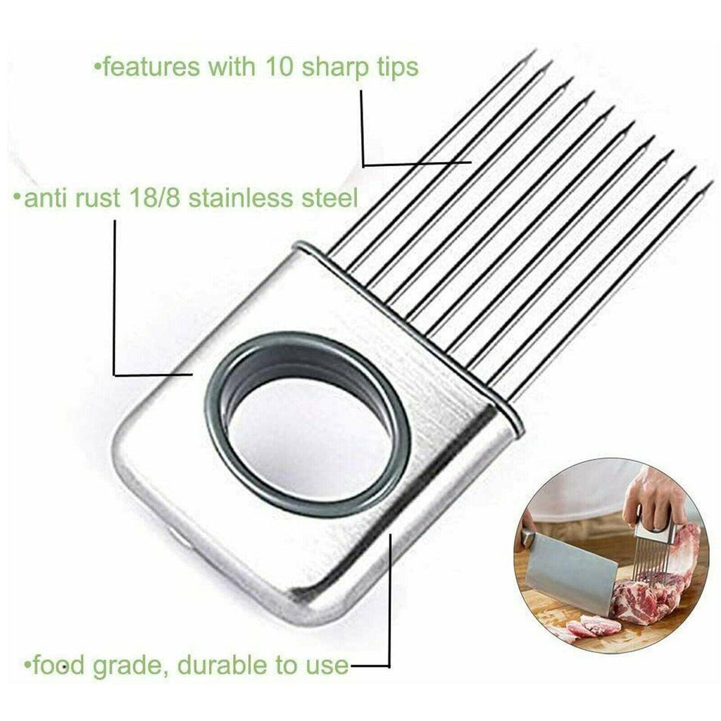 Onion Holder Slicer Vegetable Tools Tomato Cutter Stainless Steel Kitchen Gadget.