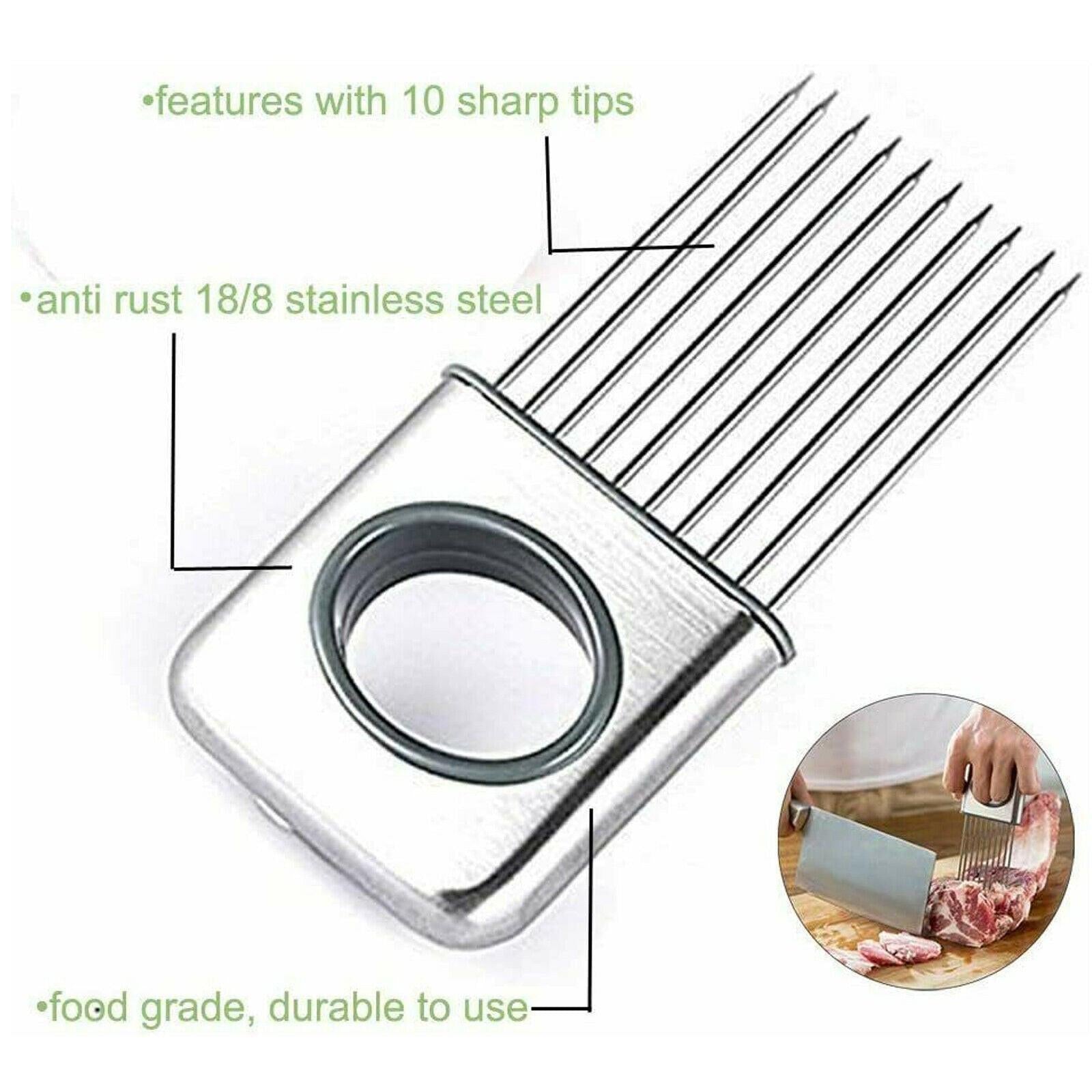 Onion Holder Slicer Vegetable Tools Tomato Cutter Stainless Steel Kitchen Gadget.