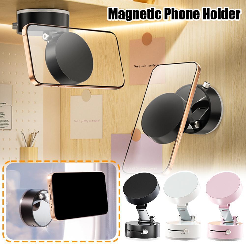 Foldable Magnetic Vacuum Car Phone Holder Foldable Suction Cup With Suction Cup Hands-Free Navigation For Smart Phone.